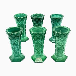Bohemian Glass & Malachite Vases or Liquer Glasses, 1980s, Set of 6