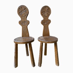 Brutalist Rustic Modern Side Chairs, Spain, 1950s, Set of 2