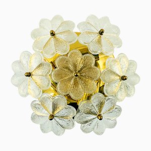 Mid-Century Floral Murano Glass Flush Mount or Wall Light by Ernst Palme for Palwa, Germany, 1960s