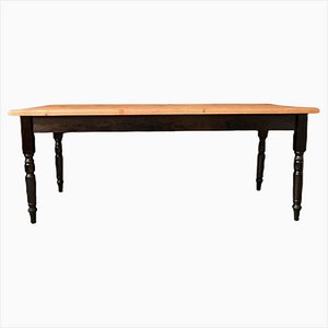 Large Bohemian Farm Table with Black Feet, 1970s