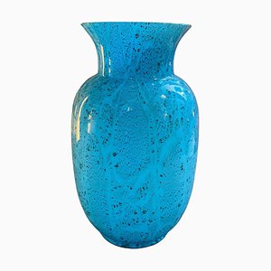 Vase Moderniste en Verre de Murano Turquoise et Noir de VeArt, 1980s