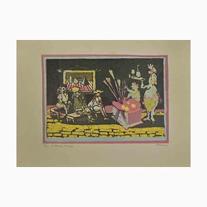 Mino Maccari, New School, Linocut, Mid-20th Century