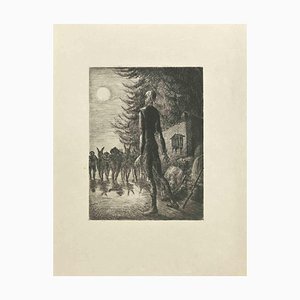 Wladyslaw Jahl, Don Quijote und Vollmond, Radierung, 1951