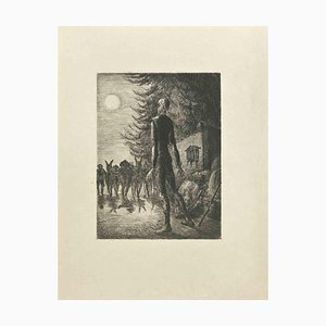Wladyslaw Jahl, Don Quijote y luna llena, aguafuerte, 1951