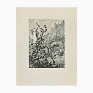 Wladyslaw Jahl, Don Quixote Galloping, Etching, 1951