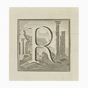 Luigi Vanvitelli, Letter R, Etching, 18th Century