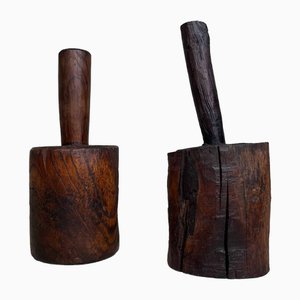 Meiji Era Wooden Straw Hammers, Japan, Set of 2