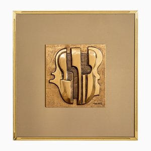 Sculptural Mirror in Brass and Bronze by Luciano Frigerio, 1970s