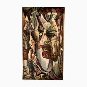Burr Singer, Composición abstracta, Años 30, Oleo sobre lienzo, Enmarcado