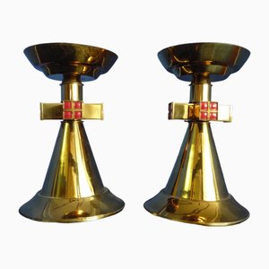 Brass Church Candleholders by Andreas & Barbara Kühner, 1956, Set of 2