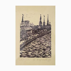 Jekaterina Gryazeva, Daugava, 2000s, Linocut,