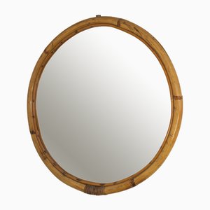 Circular Mirror in Bamboo, Italy, 1960s
