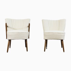 White Boucle Cocktail Chairs, 1950s, Set of 2