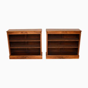 Walnut Open Bookcases, 1930s, Set of 2
