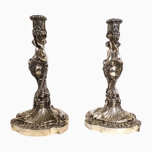 Louis XV Candleholders in Bronze in the style of Meissonnier, 19th Century, Set of 2