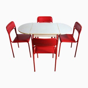 Chaises de Cuisine avec Table Pliante, 1980s, Set de 5