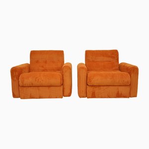 Vintage Orange Corduroy Armchairs, 1970s, Set of 2