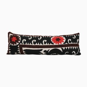 Vintage Muted Black Cotton Suzani Bedding Cushion Cover