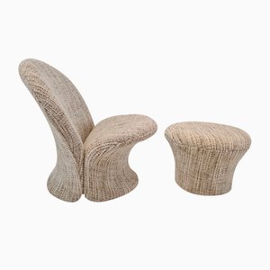 Mid-Century Model F572 Lounge Chair and Stool by Pierre Paulin for Artifort, 1967, Set of 2