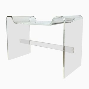 Mesa auxiliar o taburete vintage de vidrio acrílico