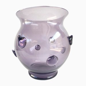 Vintage Amethyst Blown Murano Glass Vase with Bugne in the style of Zecchin