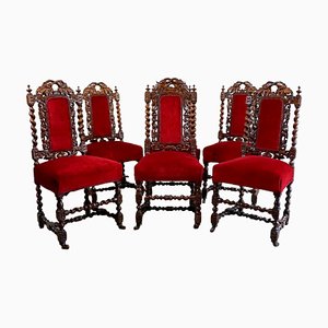 Victorian Oak Dining Chairs, Set of 6