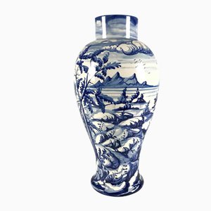 Blue and White Ceramic Vase from Famiglia Tacchini Vinci, 1976