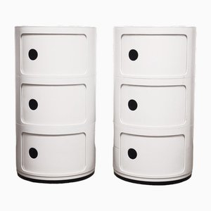 Armarios modulares vintage de plástico blanco atribuidos a Anna Castelli Ferrieri para Kartell, años 70. Juego de 2