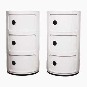Vintage White Plastic Modular Cabinets attributed to Anna Castelli Ferrieri for Kartell, 1970s, Set of 2