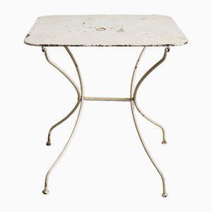 Antique French White Folding Cafe Table, 1920s