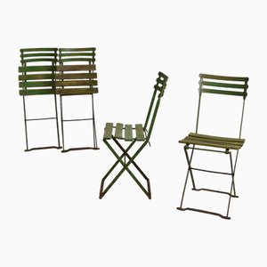 Vintage French Folding Bistro Chairs, 1950s, Set of 4