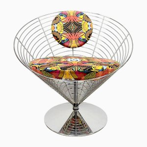 Poltrona Cone vintage de alambre con estampado Alpha Owl de Verner Panton para Fritz Hansen, años 80