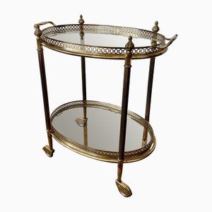 French Oval Brass Bar Trolley, 1960s