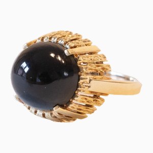 Vintage 14k Yellow Gold Onyx Cocktail Ring, 1960s