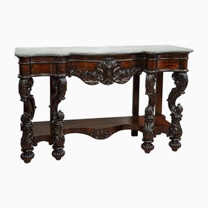 Antique Console Table in Exotic Wood with Gray Marble, 1800s