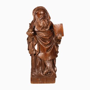 Deutscher Künstler, Statue eines Mönchs mit Bibel und Ziborium, 16. Jh., Eiche