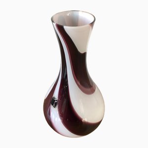 Murano Glass Vase in Opal White Glass and Seed Colored Spots by Carlo Moretti, 1970s