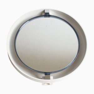 White Space Age Mirror with Backlight by Allibert, 1970s