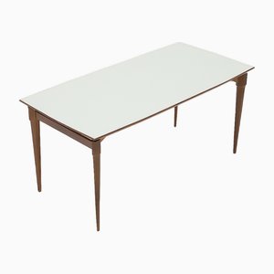 Rectangular Wooden Table with Glass Top, 1960s