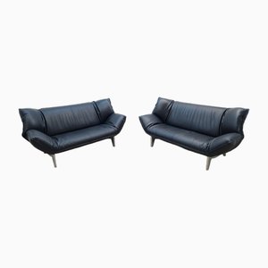 Leolux Tango Two-Seater Sofas in the Color Black, Set of 2
