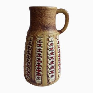 Jarrón alemán vintage de cerámica esmaltada en marrón y beige, años 70