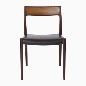 Mid-Century Model 77 Rosewood Dining Chair with Leather Seat by Niels O. Møller for J.L. Moller, Denmark, 1950s