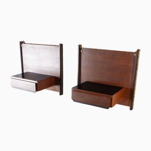 Italian Wall Bedside Tables with Drawer attributed to Ico & Luisa Parisi, 1960s, Set of 2