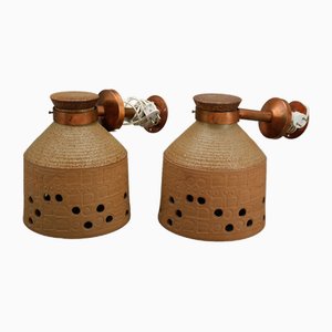 Swedish Wall Lights in Ceramics and Copper by Lisa Larson for Gustavsberg, 1960s, Set of 2