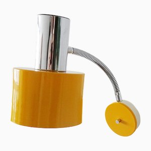 Yellow Wall Lamp with Chrome Plate, 1960s