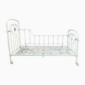 Sofá cama francés de hierro forjado de metal blanco
