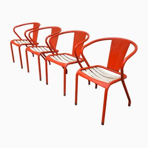 Tolix FT5 Garden Armchairs Set attributed to Xavier Pauchard for Tolix, 1950s, Set of 4