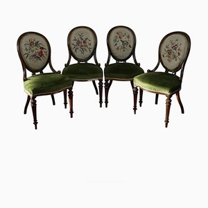 Vintage Walnut Framed Dining Chairs by Gillows of Lancaster, Set of 4