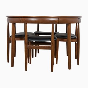 Mesa de comedor y sillas Mid-Century de teca de Hans Olsen para Frem Røjle, años 60. Juego de 5