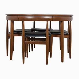 Mid-Century Teak Dining Table & Chairs by Hans Olsen for Frem Røjle, 1960s, Set of 5